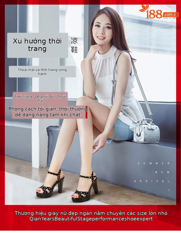 Sandal cao gót nữ mùa hè 2025 đế xuồng chống nước, miệng cá, quai ngang khóa, gót 8-10 cm — Màu mơ 8cm, Rượu vang đỏ 8cm, Màu đen 10cm, Rượu vang đỏ 10cm chi tiết 1