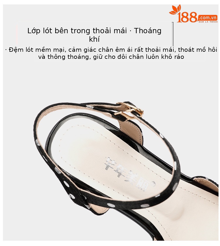 Sandal cao gót nữ mùa hè 2025 đế xuồng chống nước, miệng cá, quai ngang khóa, gót 8-10 cm — Màu mơ 8cm, Rượu vang đỏ 8cm, Màu đen 10cm, Rượu vang đỏ 10cm chi tiết 9