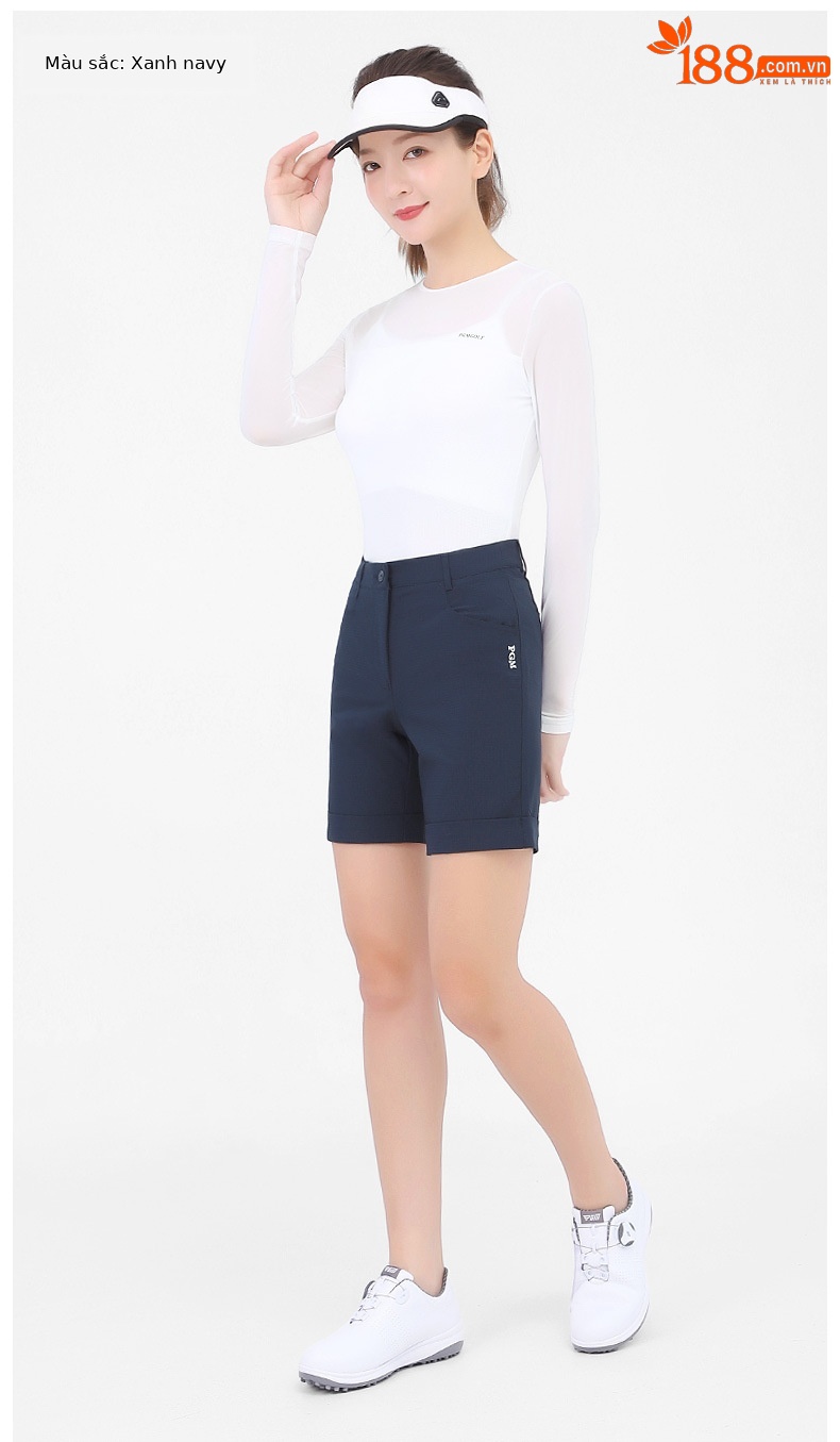 Quần short golf nữ co giãn nhanh khô PGM — KUZ101 màu xanh nhạt, KUZ101 màu xanh hải quân, KUZ101 màu trắng, KUZ101 màu xanh nước hồ chi tiết 11