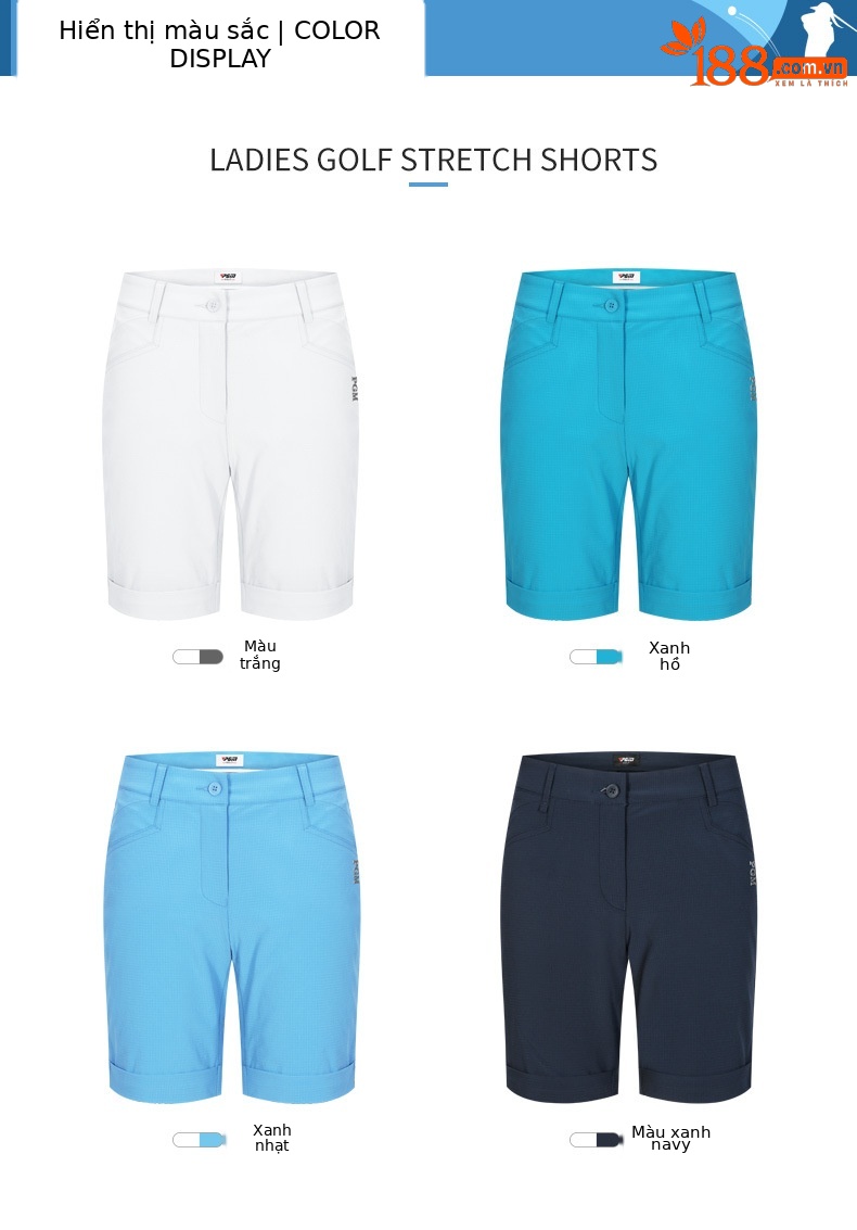 Quần short golf nữ co giãn nhanh khô PGM — KUZ101 màu xanh nhạt, KUZ101 màu xanh hải quân, KUZ101 màu trắng, KUZ101 màu xanh nước hồ chi tiết 6
