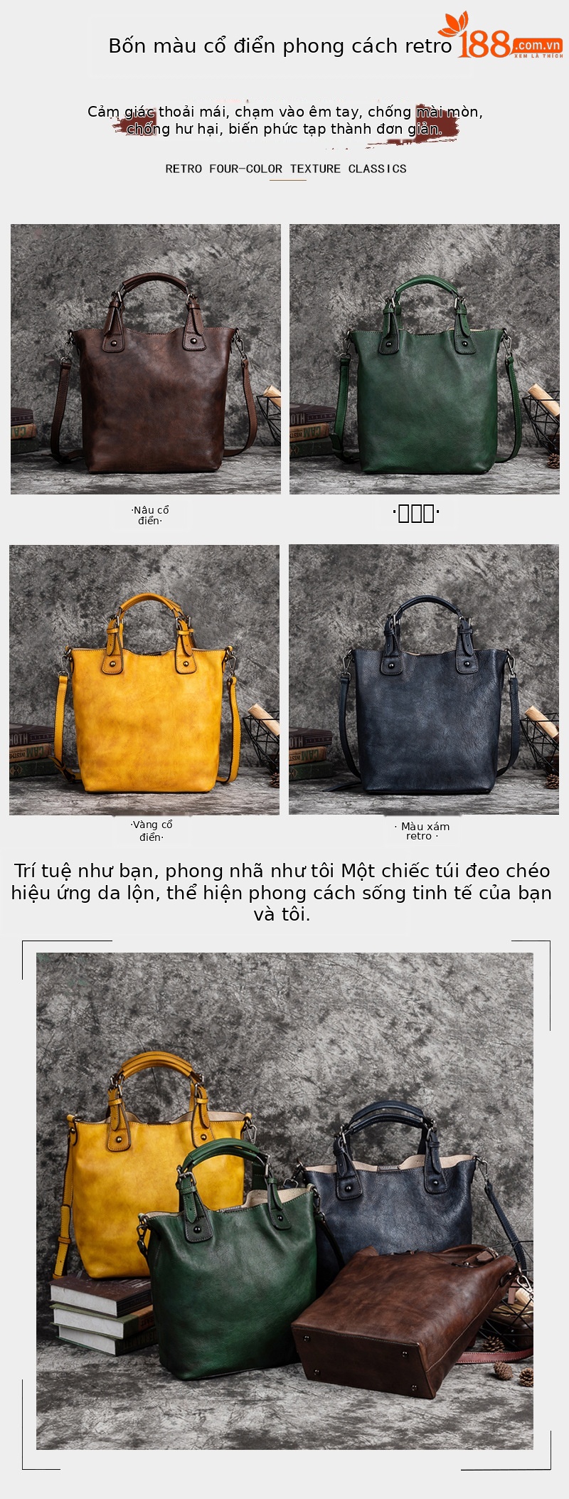 Túi đeo chéo nữ da thật phong cách Trung Hoa retro, thiết kế xếp nếp đa năng — Xám cổ điển, Xanh lá cổ điển, Vàng cổ điển, Nâu cổ điển chi tiết 5