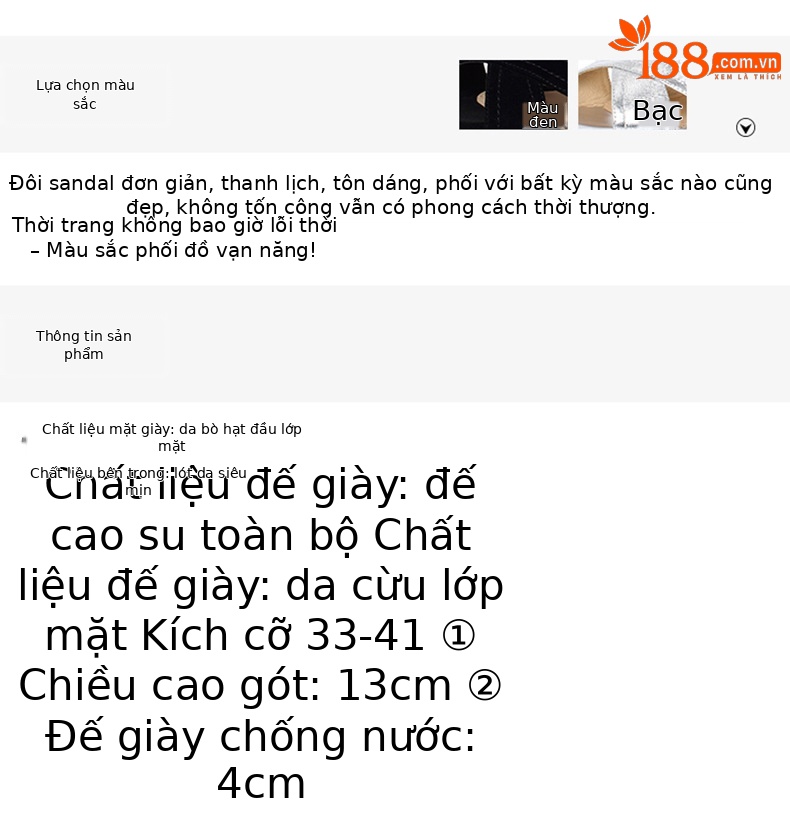 Sandal nữ cao gót siêu cao đế xuồng mũi hở quai mắt cá chân kiểu Âu Mỹ — Màu đen chi tiết 2