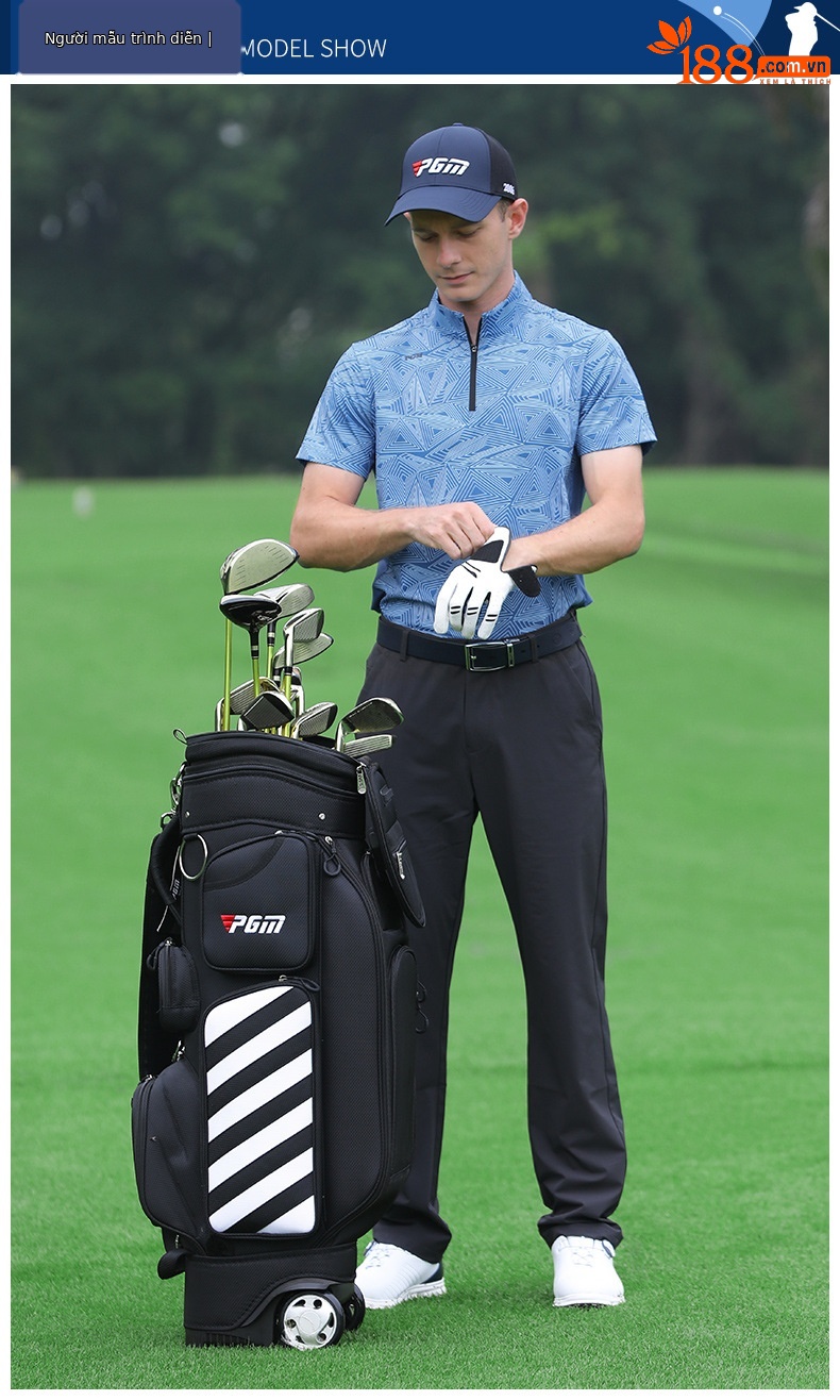 Áo thun nam golf ngắn tay vải thể thao co giãn PGM — YF394 màu trắng, YF394 màu xanh, YF394 Màu Đỏ chi tiết 5