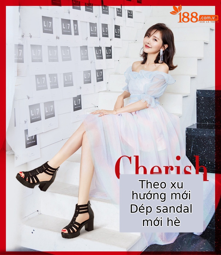 Sandal cao gót nữ đế dày mũi hở gót 8 cm — Màu đen 8 cm, Màu vàng 6 cm, Màu vàng 8 cm, Màu đen 6 cm chi tiết 1