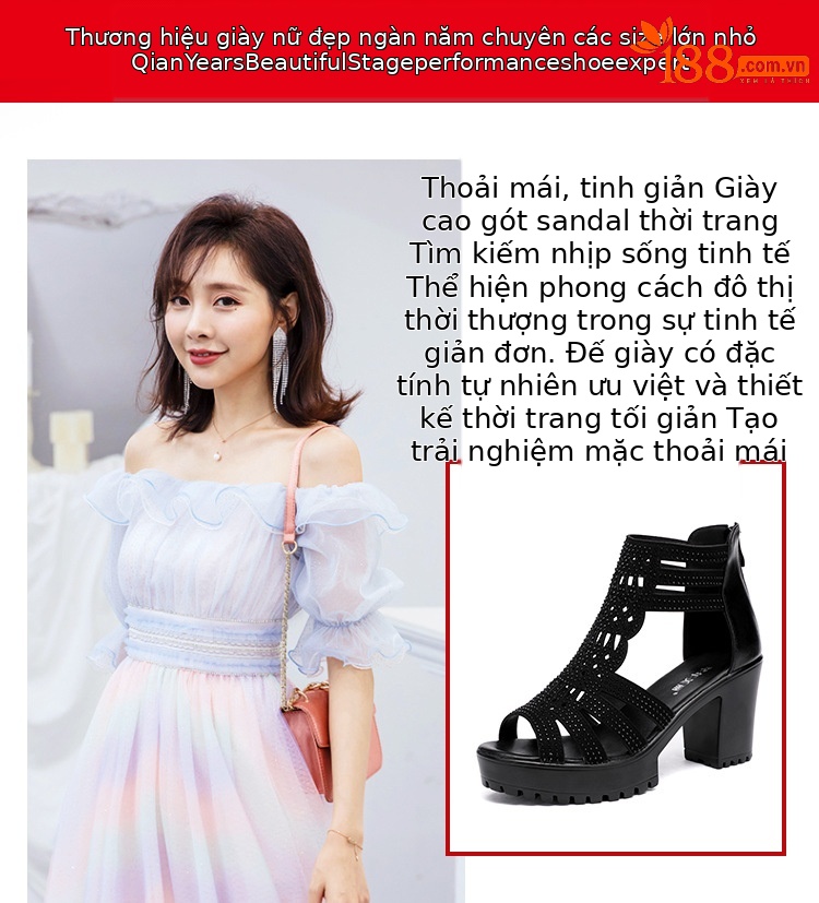 Sandal cao gót nữ đế dày mũi hở gót 8 cm — Màu đen 8 cm, Màu vàng 6 cm, Màu vàng 8 cm, Màu đen 6 cm chi tiết 2