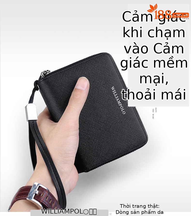 Ví nam da bò thật Emperor Paul kiểu gập mini công sở chi tiết 4