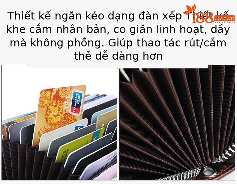 Ví nam da bò thật Emperor Paul kiểu gập mini công sở chi tiết 15