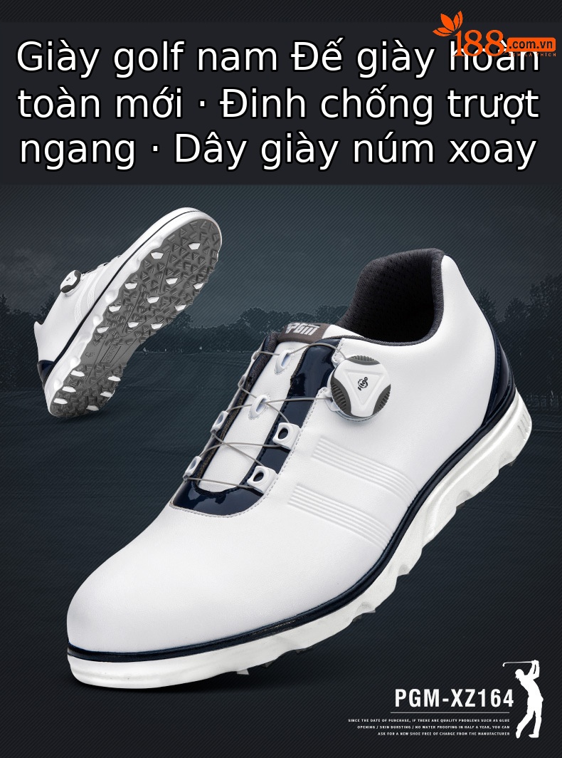 Giày golf PGM chống nước nam đinh chống trượt — XZ164IP cao su không thấm nước giày-Trắng Đỏ, XZ164IP cao su không thấm nước giày-Trắng Xám, XZ164IP cao su không thấm nước giày-Trắng Xanh chi tiết 2