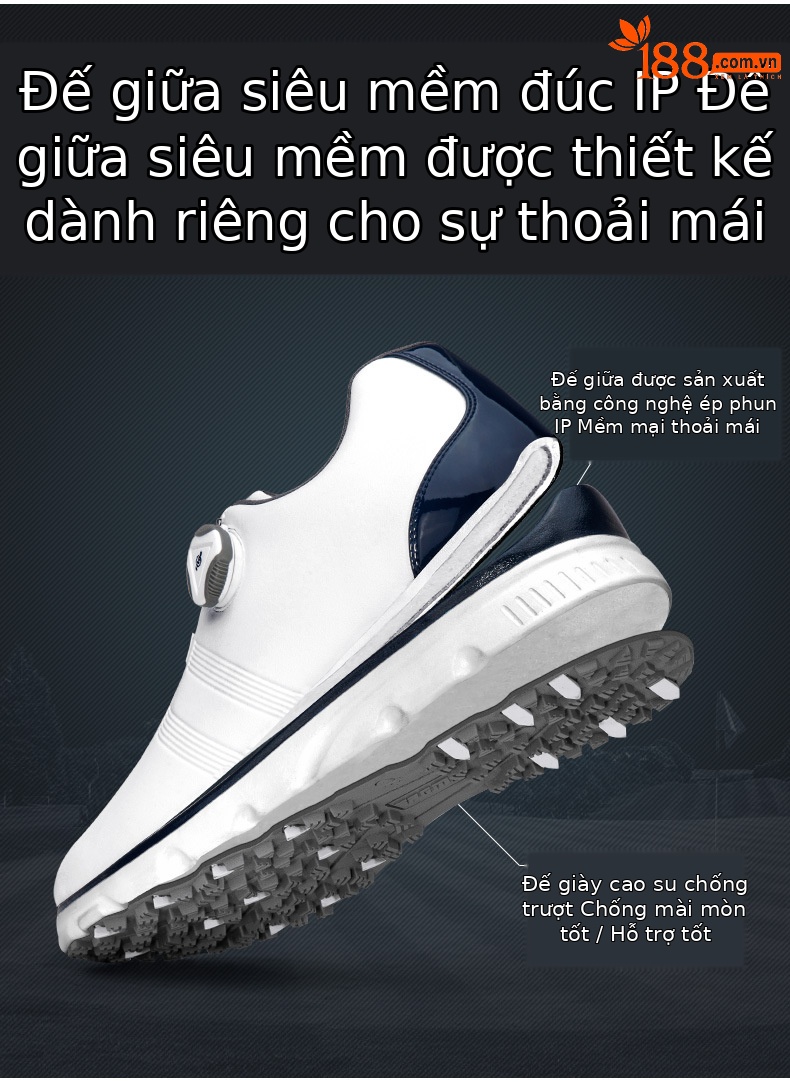 Giày golf PGM chống nước nam đinh chống trượt — XZ164IP cao su không thấm nước giày-Trắng Đỏ, XZ164IP cao su không thấm nước giày-Trắng Xám, XZ164IP cao su không thấm nước giày-Trắng Xanh chi tiết 3