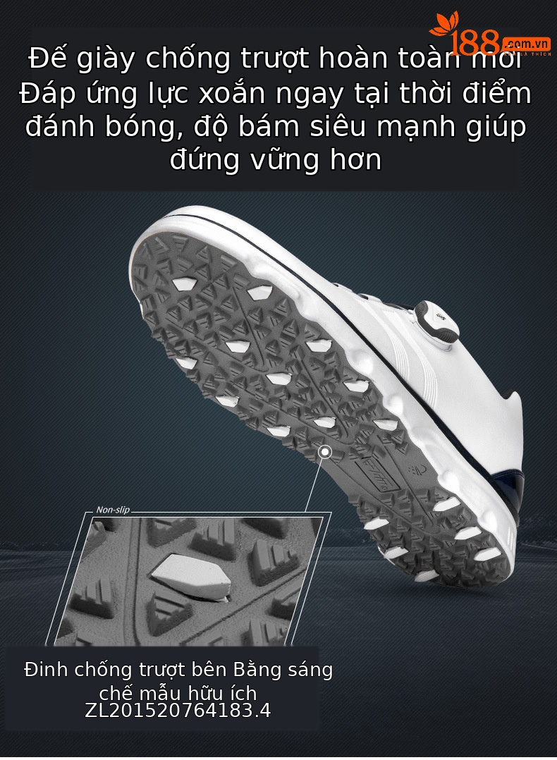 Giày golf PGM chống nước nam đinh chống trượt — XZ164IP cao su không thấm nước giày-Trắng Đỏ, XZ164IP cao su không thấm nước giày-Trắng Xám, XZ164IP cao su không thấm nước giày-Trắng Xanh chi tiết 6