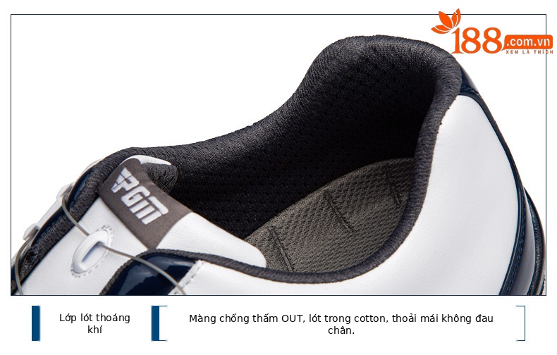 Giày golf PGM chống nước nam đinh chống trượt — XZ164IP cao su không thấm nước giày-Trắng Đỏ, XZ164IP cao su không thấm nước giày-Trắng Xám, XZ164IP cao su không thấm nước giày-Trắng Xanh chi tiết 17