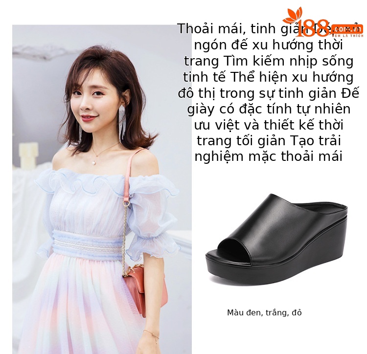 Dép sandal nữ xỏ ngón đế xuồng platform dày, mũi hở, phong cách thời trang hè 2025 — Màu đen, Màu trắng, Màu đỏ chi tiết 2