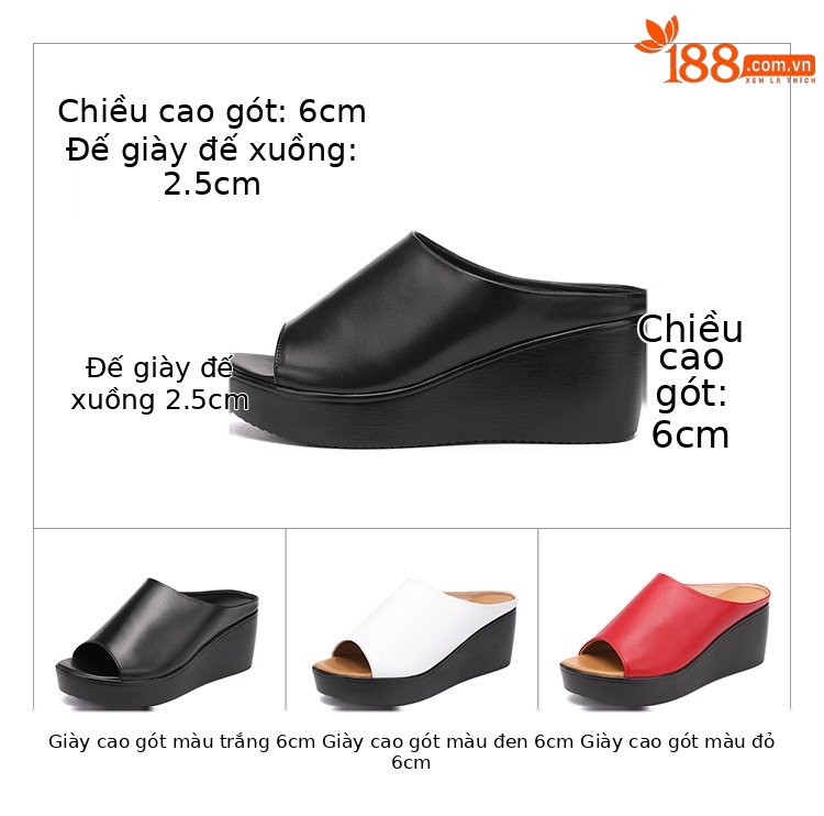 Dép sandal nữ xỏ ngón đế xuồng platform dày, mũi hở, phong cách thời trang hè 2025 — Màu đen, Màu trắng, Màu đỏ chi tiết 5