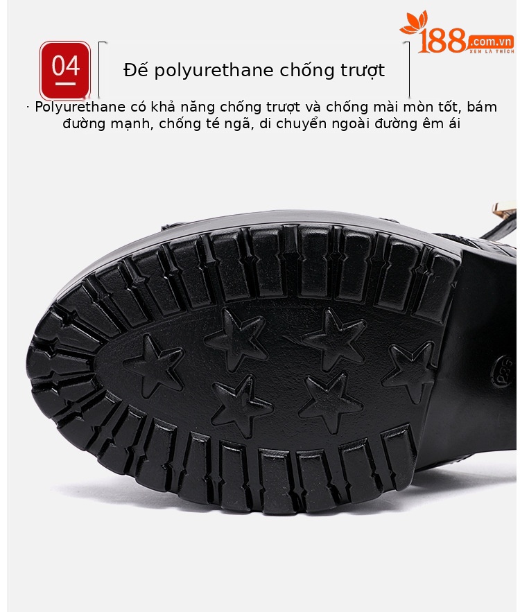 Sandal cao gót nữ đế xuồng da bóng mùa hè 2025, gót 9 cm, đế dày platform, hở mũi, size lớn 40-43 — Màu đen, Màu trắng chi tiết 10
