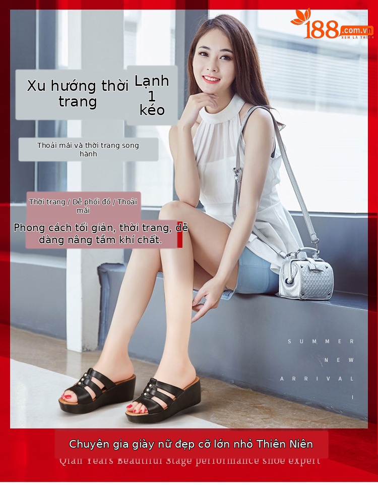 Dép sandal nữ đế xuồng gót cao 5 cm quai ngang hở mũi phong cách Hàn Quốc — Màu đen, Màu trắng, Màu đỏ chi tiết 1
