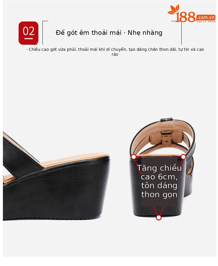 Dép sandal nữ đế xuồng gót cao 5 cm quai ngang hở mũi phong cách Hàn Quốc — Màu đen, Màu trắng, Màu đỏ chi tiết 8