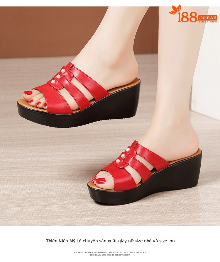 Dép sandal nữ đế xuồng gót cao 5 cm quai ngang hở mũi phong cách Hàn Quốc — Màu đen, Màu trắng, Màu đỏ chi tiết 14