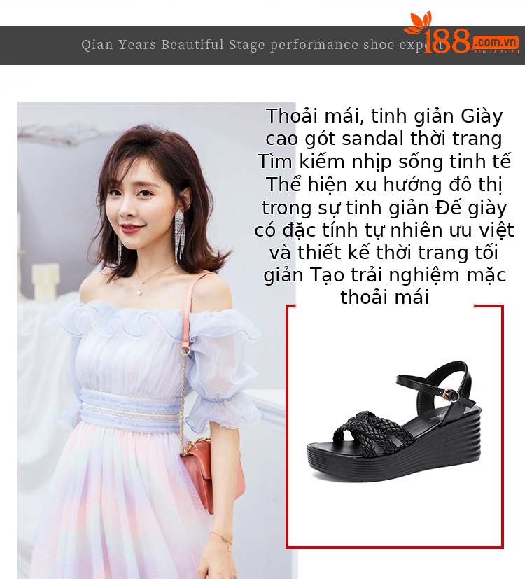 Sandal nữ đế xuồng cao gót mềm mùa hè 2025 đế dày platform size lớn thời trang đa năng — Màu đen, Màu trắng, Màu xanh lá chi tiết 2