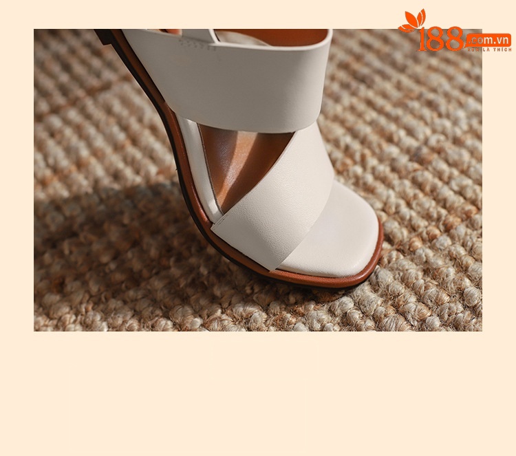 Sandal nữ quai ngang đế bệt phong cách La Mã hở ngón mùa hè — Màu be chi tiết 7