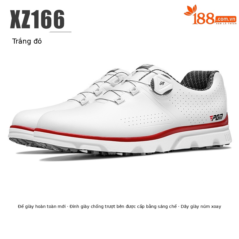 Giày golf PGM chống nước mùa hè nam không đinh chống trượt thoáng khí — XZ166 trắng đỏ, XZ166 màu xám trắng, XZ166 màu xanh trắng