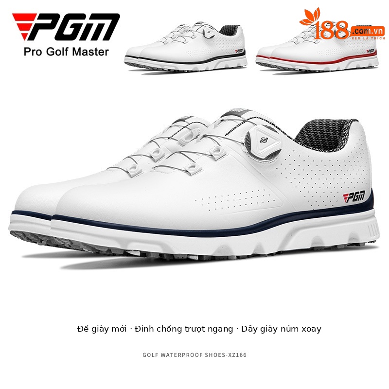Giày golf PGM chống nước mùa hè nam không đinh chống trượt thoáng khí — XZ166 trắng đỏ, XZ166 màu xám trắng, XZ166 màu xanh trắng