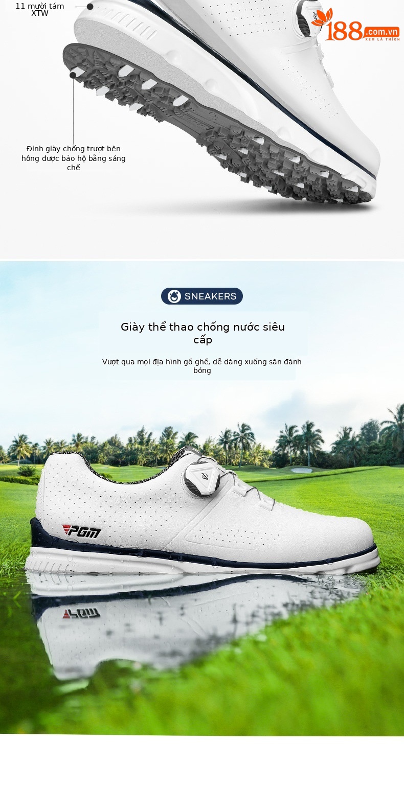 Giày golf PGM chống nước mùa hè nam không đinh chống trượt thoáng khí — XZ166 trắng đỏ, XZ166 màu xám trắng, XZ166 màu xanh trắng chi tiết 3