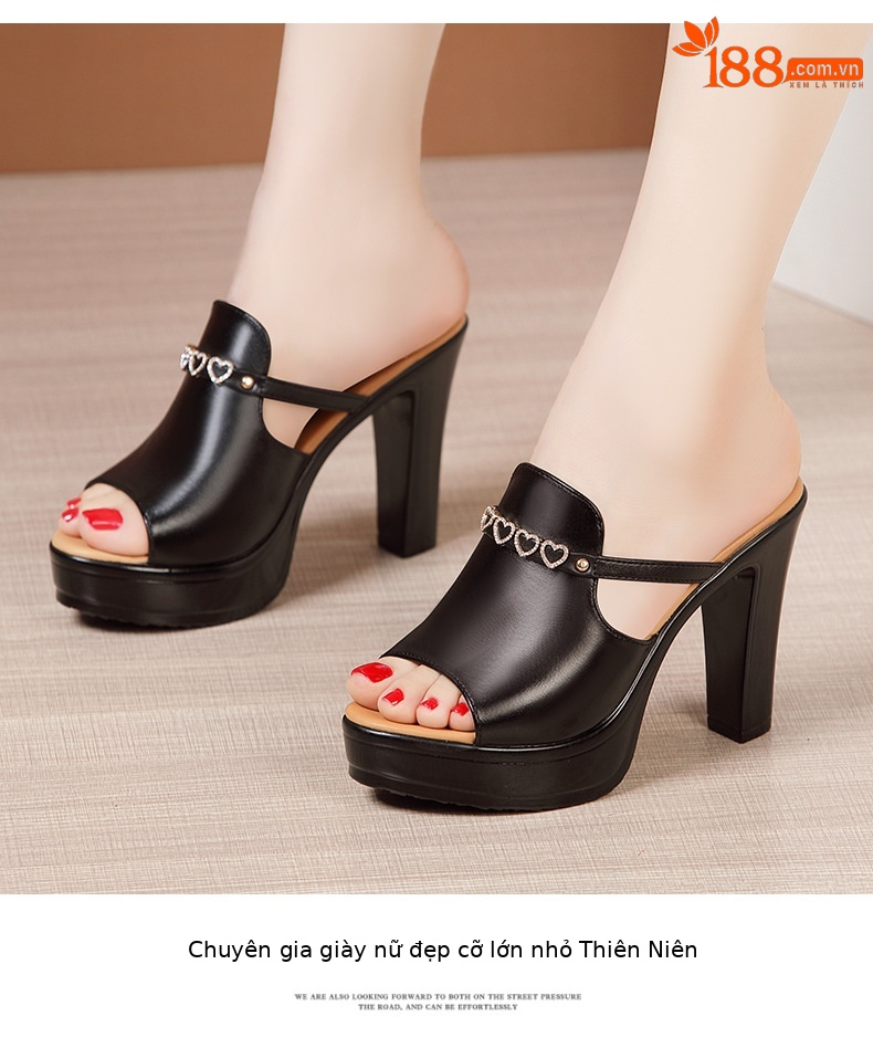 Dép sandal cao gót nữ đế xuồng đính đá gót 10 cm — Đỏ 10cm, Màu đen 10cm, Màu trắng 10cm chi tiết 10