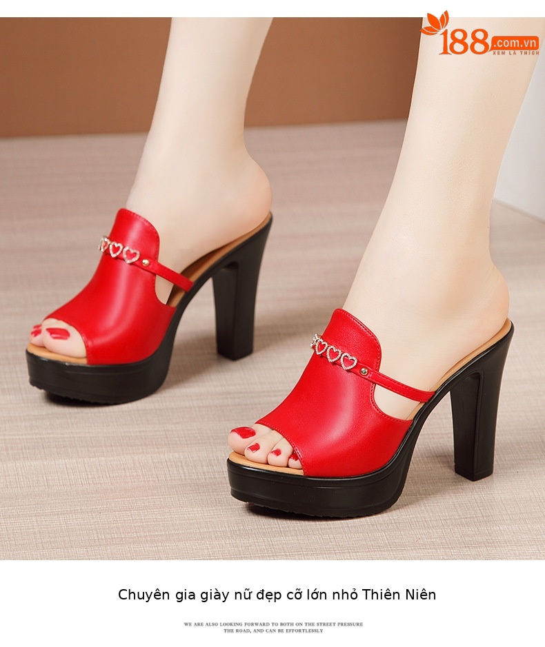 Dép sandal cao gót nữ đế xuồng đính đá gót 10 cm — Đỏ 10cm, Màu đen 10cm, Màu trắng 10cm chi tiết 12