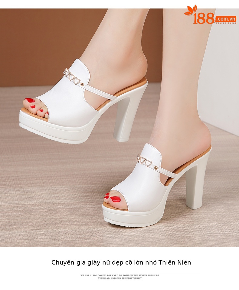 Dép sandal cao gót nữ đế xuồng đính đá gót 10 cm — Đỏ 10cm, Màu đen 10cm, Màu trắng 10cm chi tiết 13