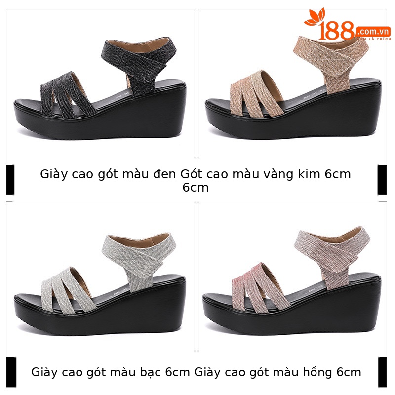 Dép sandal quai ngang nữ đế platform mềm, mũi hở kiểu cá miệng, mẫu mới hè 2025, size lớn — Màu đen, Màu vàng, Màu hồng, Màu bạc