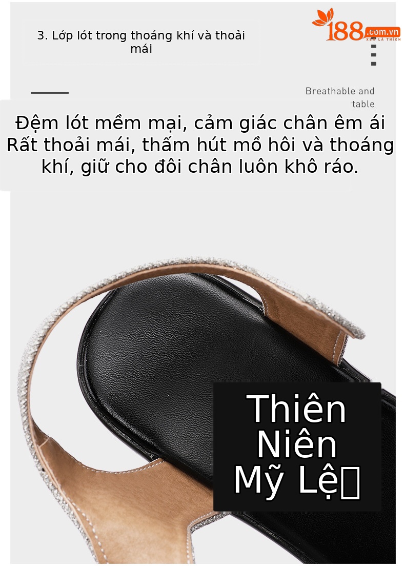 Dép sandal quai ngang nữ đế platform mềm, mũi hở kiểu cá miệng, mẫu mới hè 2025, size lớn — Màu đen, Màu vàng, Màu hồng, Màu bạc chi tiết 7