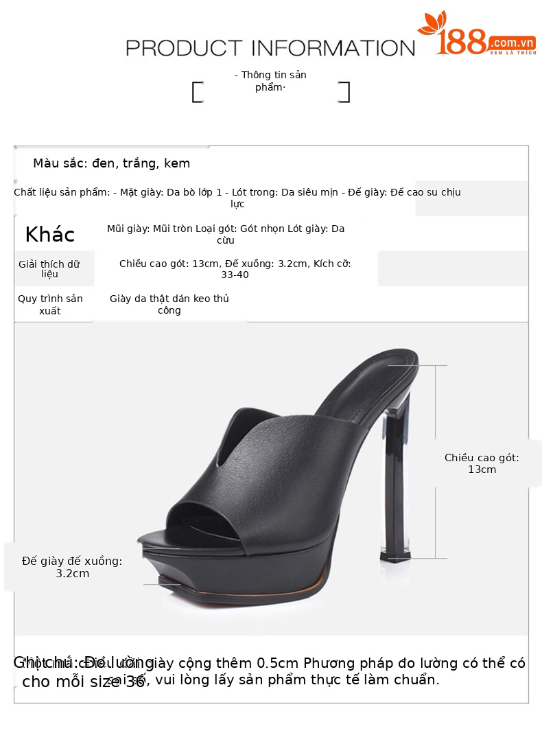 Sandal cao gót nữ hở mũi đế xuồng chống thấm, gót pha lê thời trang — Màu đen chi tiết 6