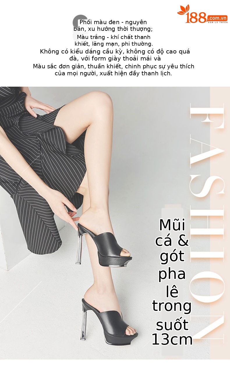 Sandal cao gót nữ hở mũi đế xuồng chống thấm, gót pha lê thời trang — Màu đen chi tiết 2