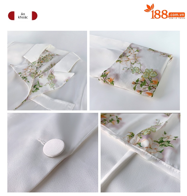 Set công sở nữ áo vest hai mảnh kèm đầm satin dây mảnh — Màu trắng chi tiết 2
