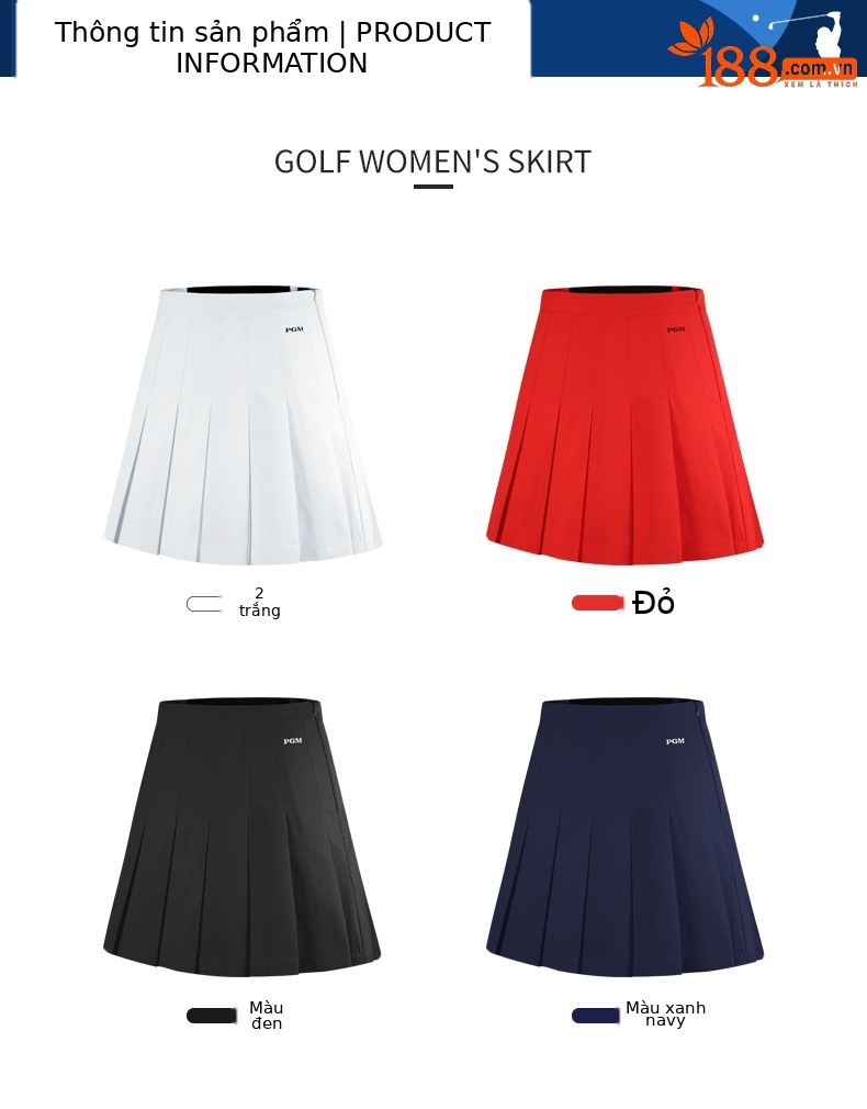 Váy golf nữ xếp ly ngắn mùa hè phong cách thể thao — Qz071-váy ngắn màu đỏ, Qz071-váy ngắn màu xanh nước biển, Qz071-váy ngắn màu đen, Qz071-váy ngắn màu trắng chi tiết 2