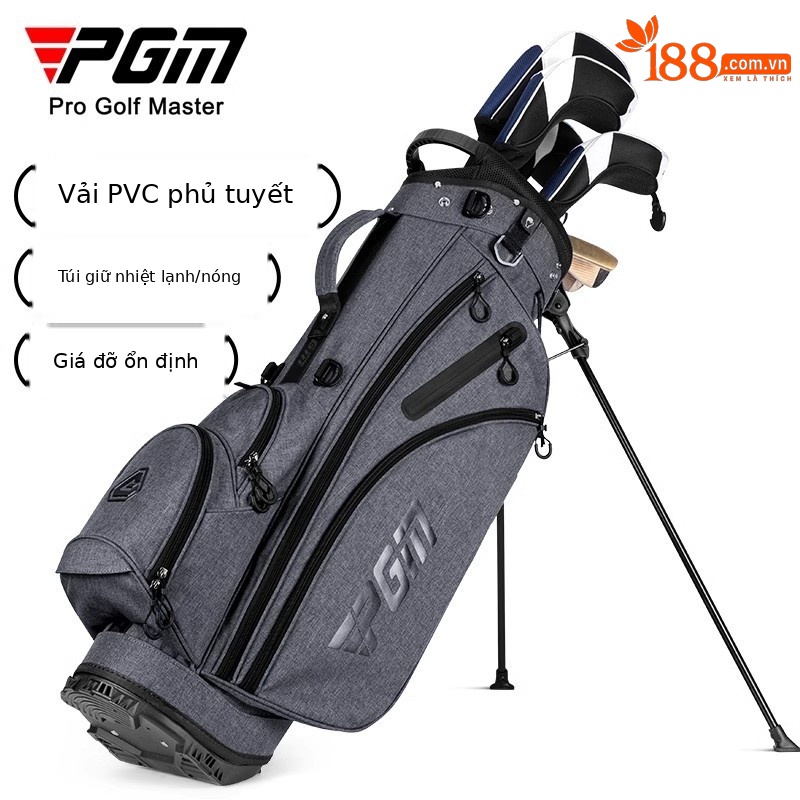 Túi đựng gậy golf PGM có chân đế ổn định, nhẹ, cao 127 cm — QB092-Giá đỡ chống nước Túi bóng màu xám