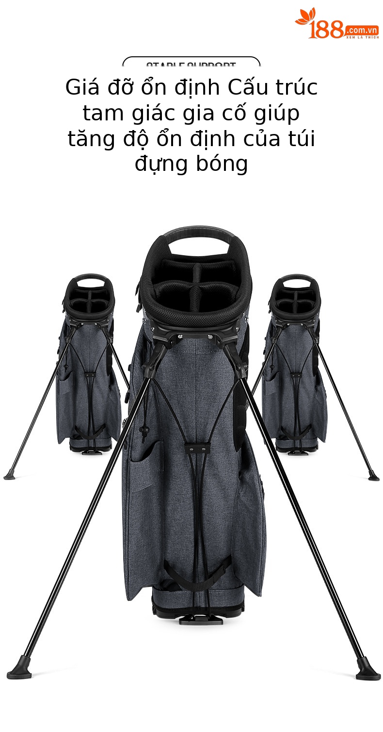 Túi đựng gậy golf PGM có chân đế ổn định, nhẹ, cao 127 cm — QB092-Giá đỡ chống nước Túi bóng màu xám chi tiết 5