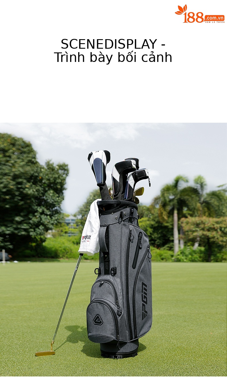 Túi đựng gậy golf PGM có chân đế ổn định, nhẹ, cao 127 cm — QB092-Giá đỡ chống nước Túi bóng màu xám chi tiết 9