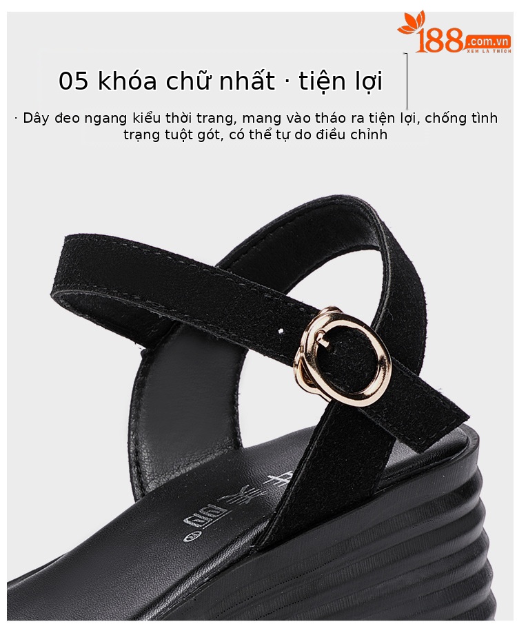 Sandal nữ đế xuồng cao gót hở mũi quai ngang đính đá platform — Màu đen, Màu vàng, Màu bạc chi tiết 9