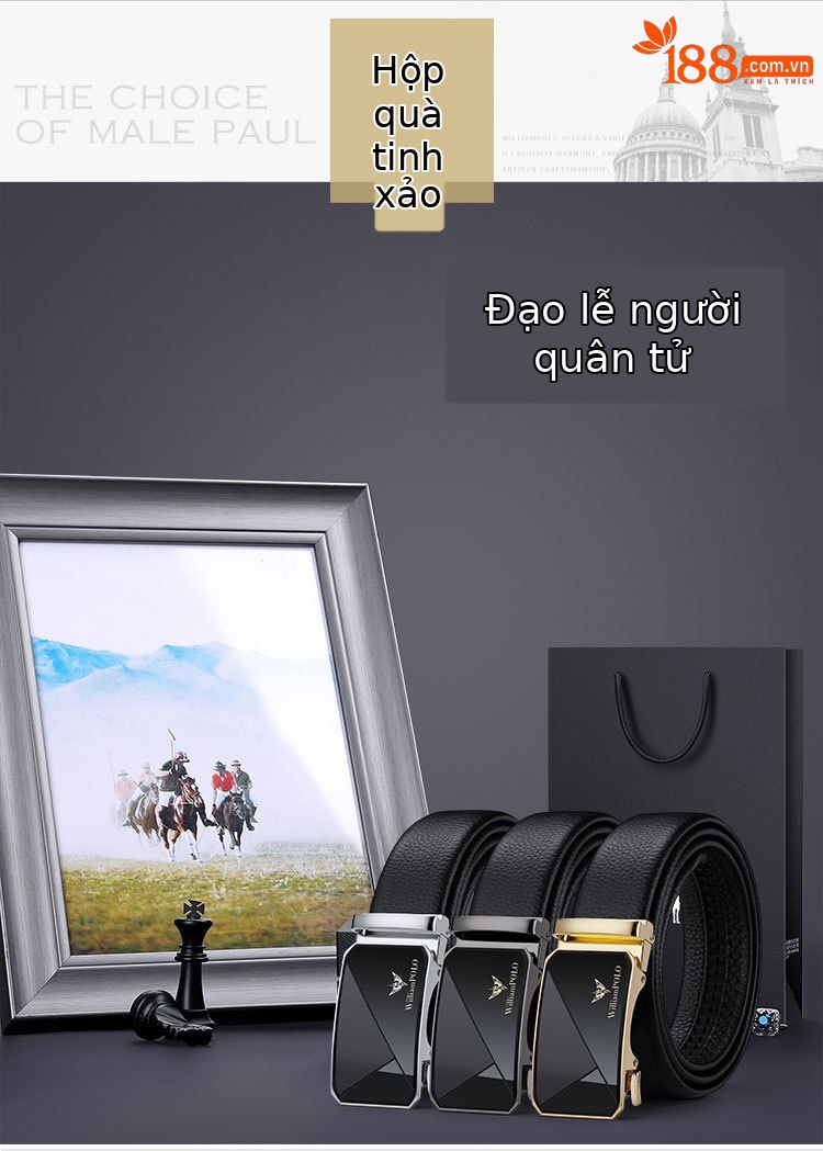 Thắt lưng da bò thật nam Emperor Paul – thiết kế công sở sang trọng, khóa kim loại cao cấp — 120cm, 130cm, 110cm, 125cm chi tiết 9