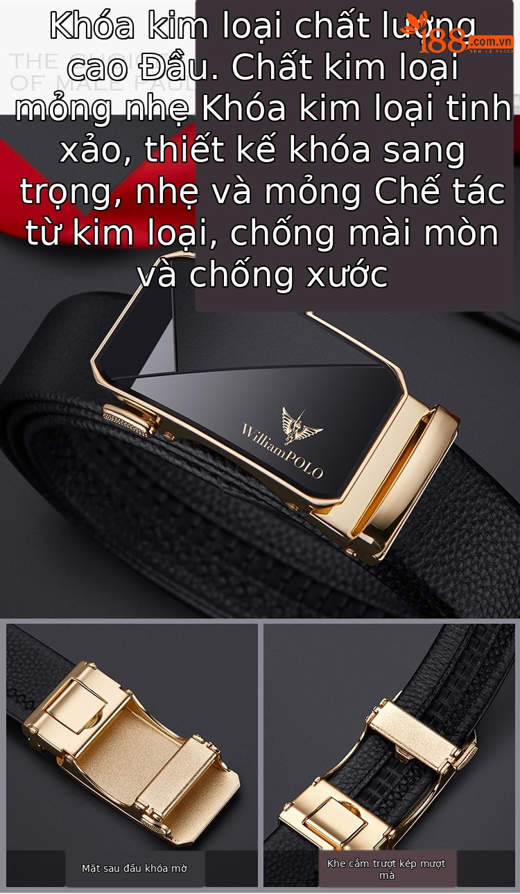 Thắt lưng da bò thật nam Emperor Paul – thiết kế công sở sang trọng, khóa kim loại cao cấp — 120cm, 130cm, 110cm, 125cm chi tiết 7