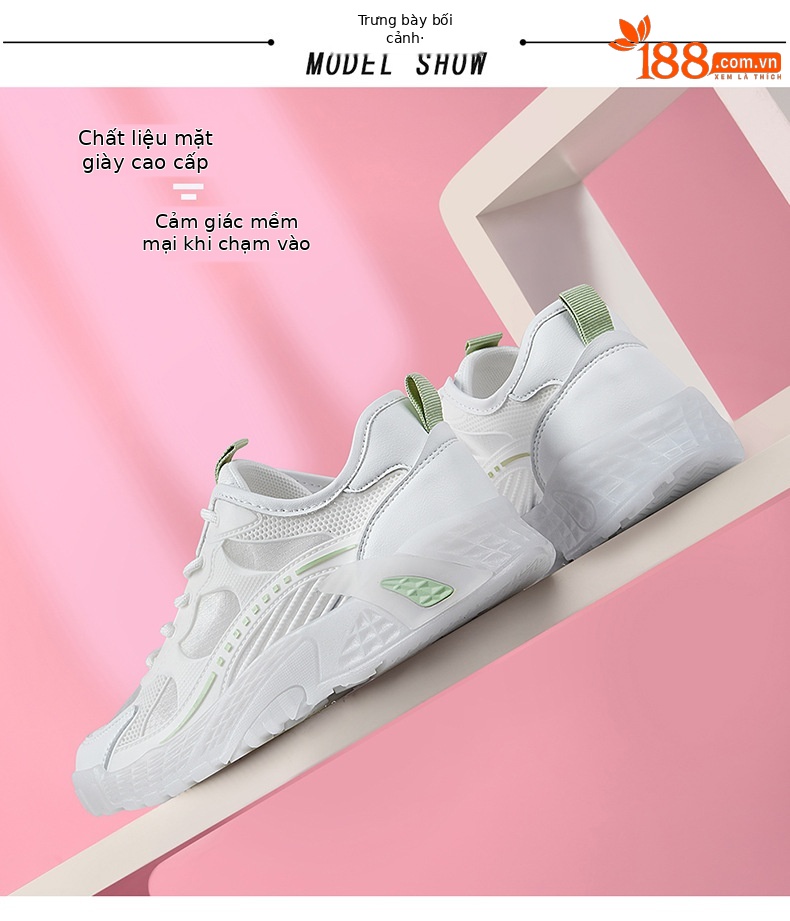 Giày sneaker nữ da thật đế dày 2024 mới nhất – giày trắng lưới thoáng khí mùa hè — 58212 Màu xanh lá cây, 58212 màu xám chi tiết 13