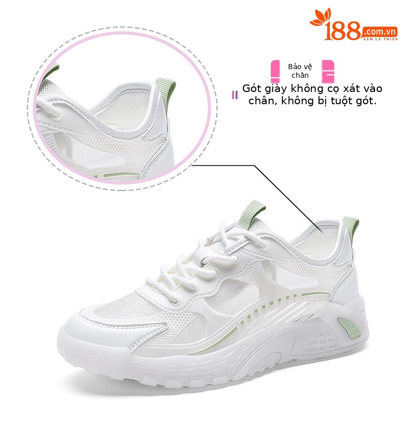Giày sneaker nữ da thật đế dày 2024 mới nhất – giày trắng lưới thoáng khí mùa hè — 58212 Màu xanh lá cây, 58212 màu xám chi tiết 14