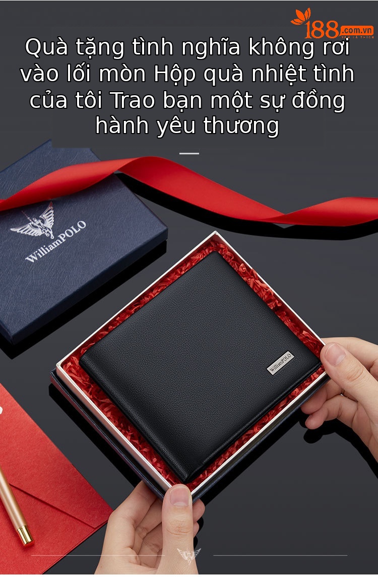 Ví nam da bò thật gập mini cao cấp Emperor Paul chi tiết 18