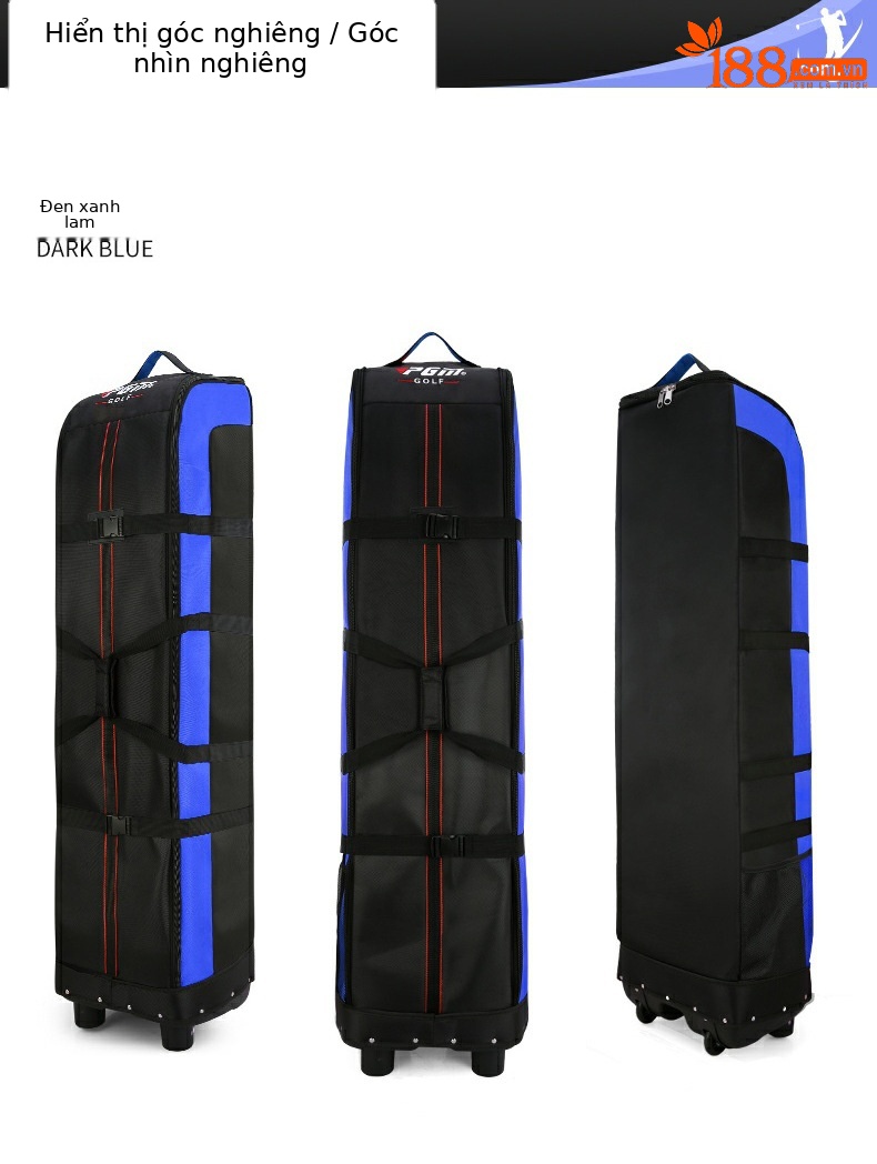 Túi hàng không golf PGM hai lớp đáy cứng có bánh xe, kích thước 141x38.5x31.5 cm — HKB010 đen và cam (Phiên bản bình thường), HKB010 đen xanh (phiên bản bình thường), HKB010 Đen Bạc (phiên bản thường), HKB010 tất cả màu đen (phiên bản bình thường) chi tiết 9