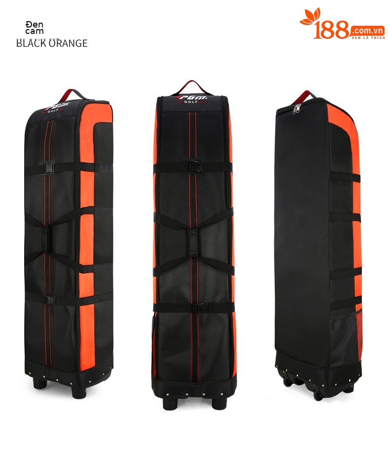 Túi hàng không golf PGM hai lớp đáy cứng có bánh xe, kích thước 141x38.5x31.5 cm — HKB010 đen và cam (Phiên bản bình thường), HKB010 đen xanh (phiên bản bình thường), HKB010 Đen Bạc (phiên bản thường), HKB010 tất cả màu đen (phiên bản bình thường) chi tiết 11