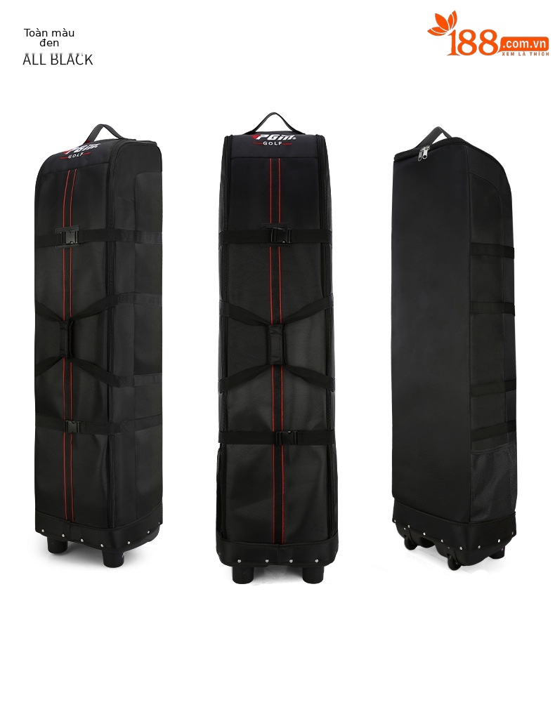 Túi hàng không golf PGM hai lớp đáy cứng có bánh xe, kích thước 141x38.5x31.5 cm — HKB010 đen và cam (Phiên bản bình thường), HKB010 đen xanh (phiên bản bình thường), HKB010 Đen Bạc (phiên bản thường), HKB010 tất cả màu đen (phiên bản bình thường) chi tiết 12