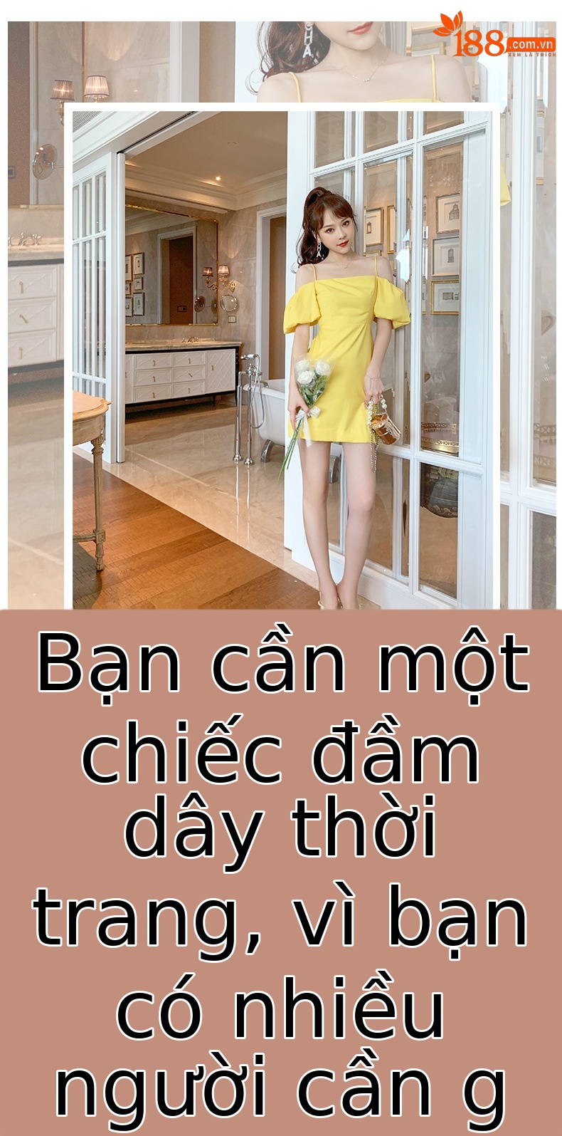 Đầm suông nữ cổ yếm tay phồng hở vai phong cách hiện đại — Màu vàng chi tiết 1