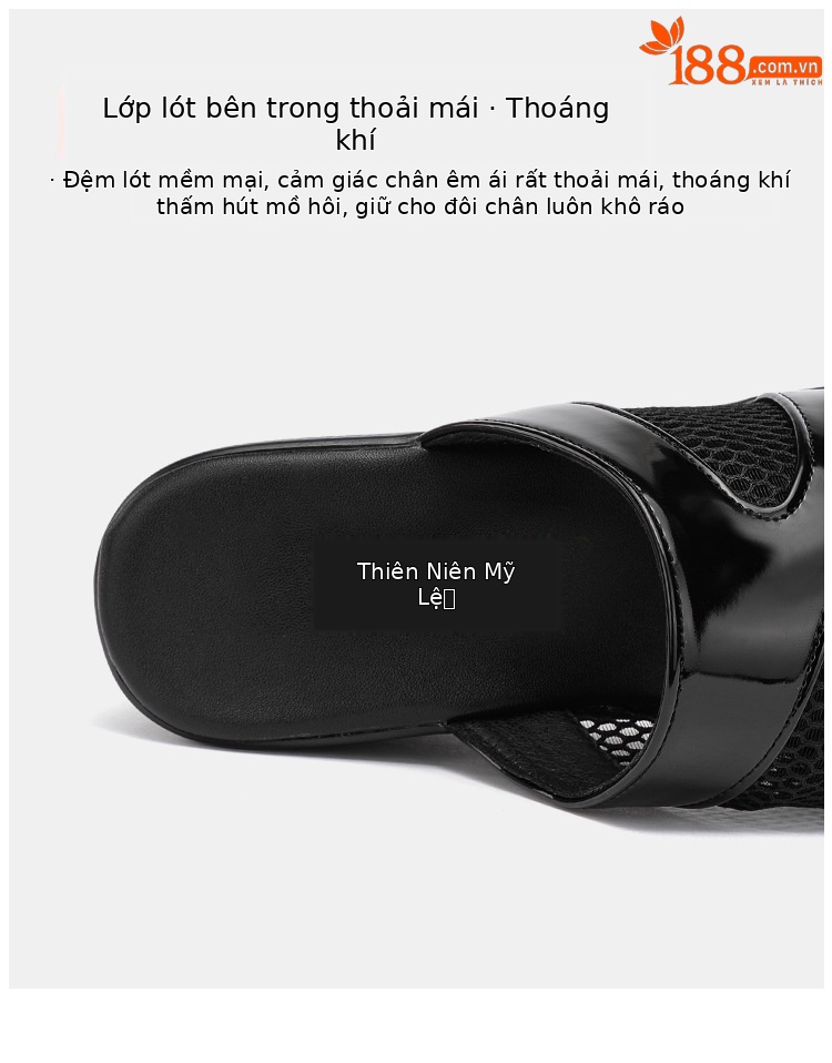 Dép sandal nữ đế xuồng platform dày, gót trung bình, mũi hở, quai chữ V, chất liệu da bóng lưới rỗng — Màu đen, Màu trắng, Màu đỏ chi tiết 8