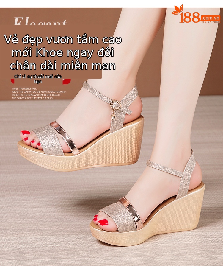 Sandal cao gót nữ đế xuồng mũi hở quai ngang 2025 — Màu đen, Màu vàng, Màu bạc, Màu đỏ chi tiết 3